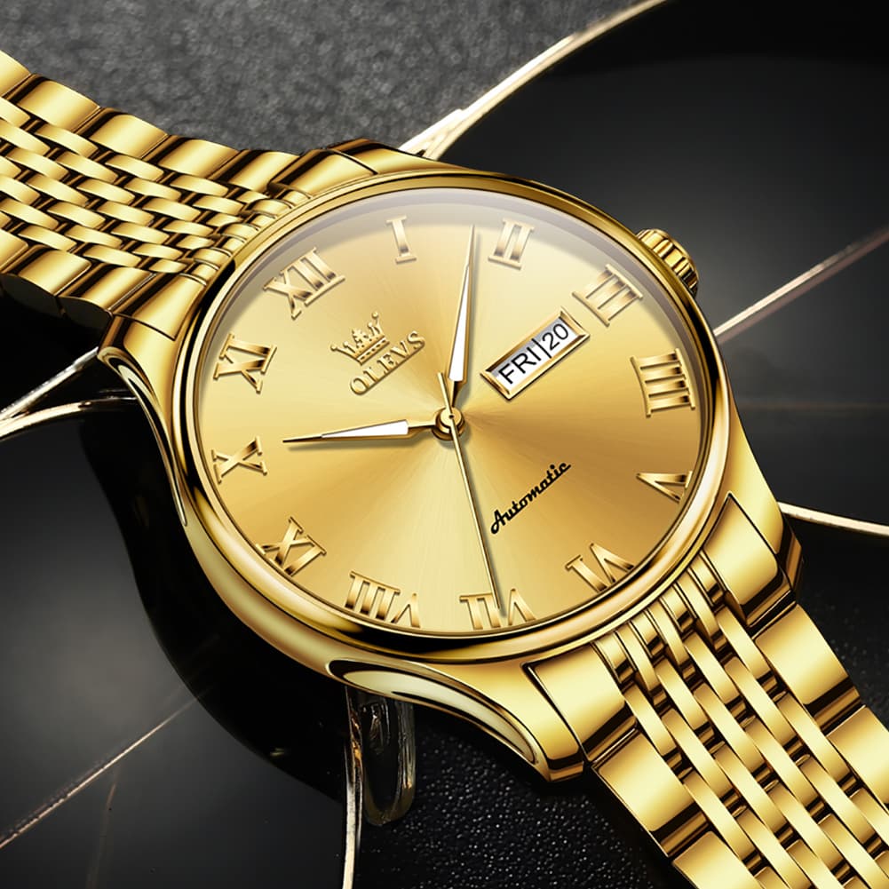 OLEVS Roman Numeral Day Date Automatic Mechanical Watch 9929 for Men