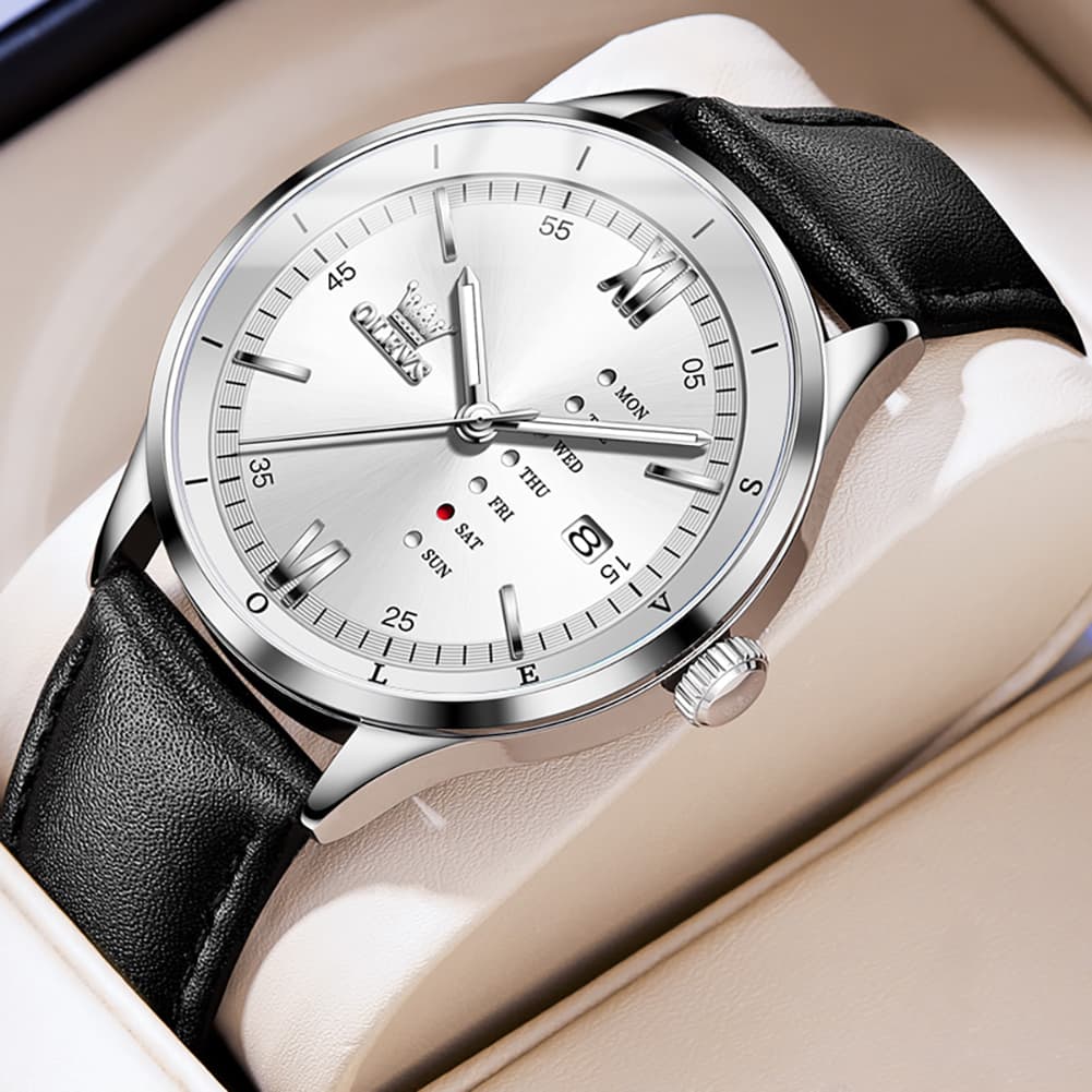 OLEVS 2931 Minimalist Leather Quartz Watch for Men