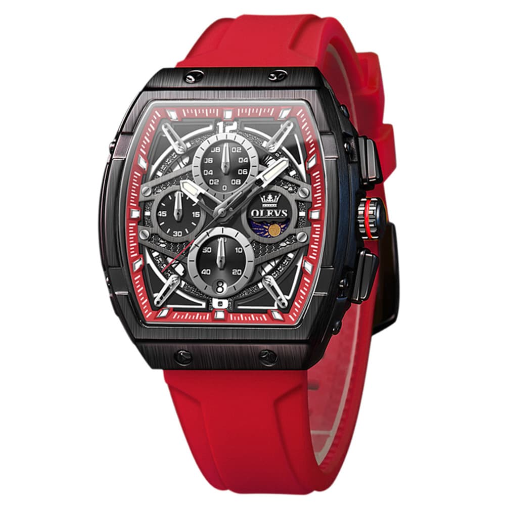 OLEVS 2975 Tonneau Silicone Chronograph Watch for Men