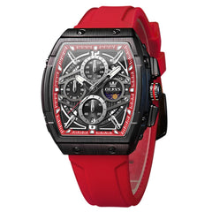 OLEVS 2975 Tonneau Silicone Chronograph Watch for Men