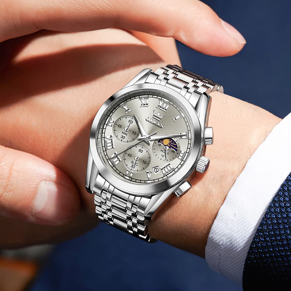 OLEVS 2871 Luxury Moon Phase Chronograph Watch for Men