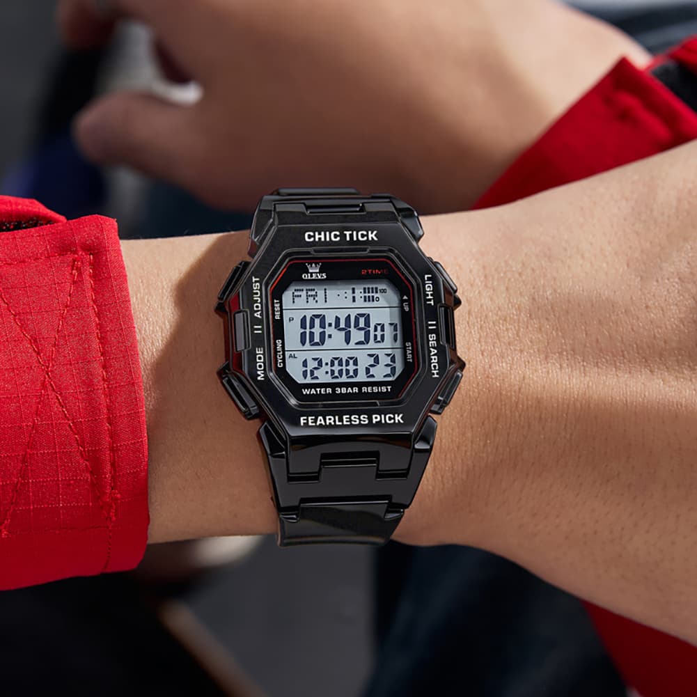 OLEVS 1119 Classic Retro Octagon Digital Sport Watch Unisex