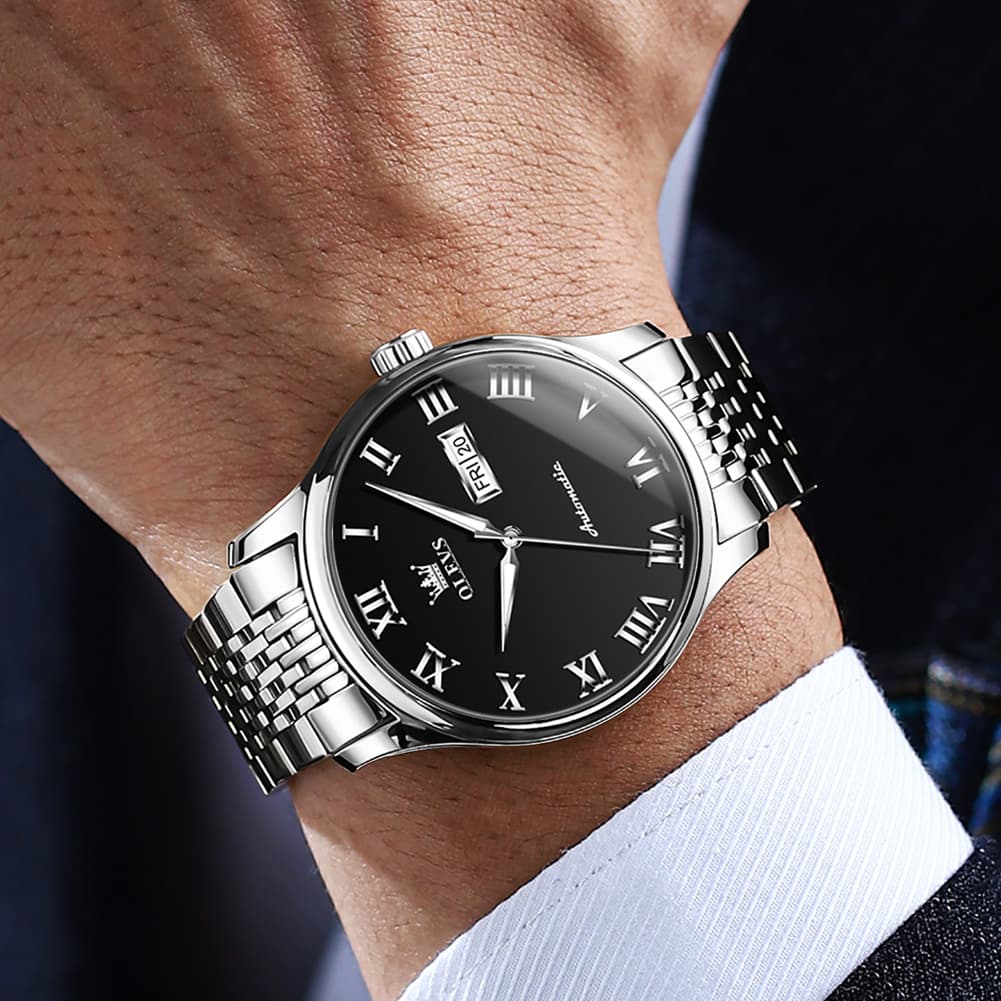 OLEVS Roman Numeral Day Date Automatic Mechanical Watch 9929 for Men