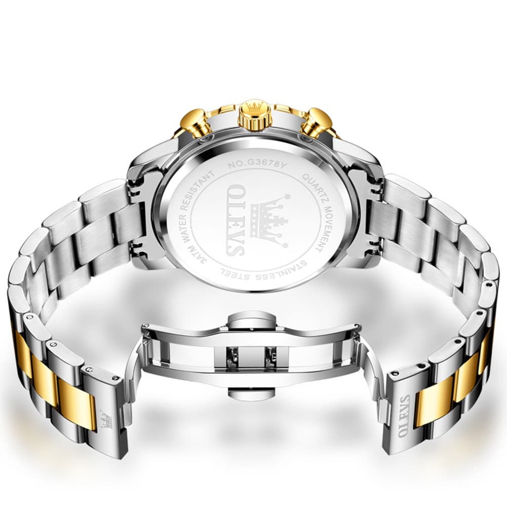 OLEVS 3D Rhombic Chronograph Quartz Watch for Men 3678