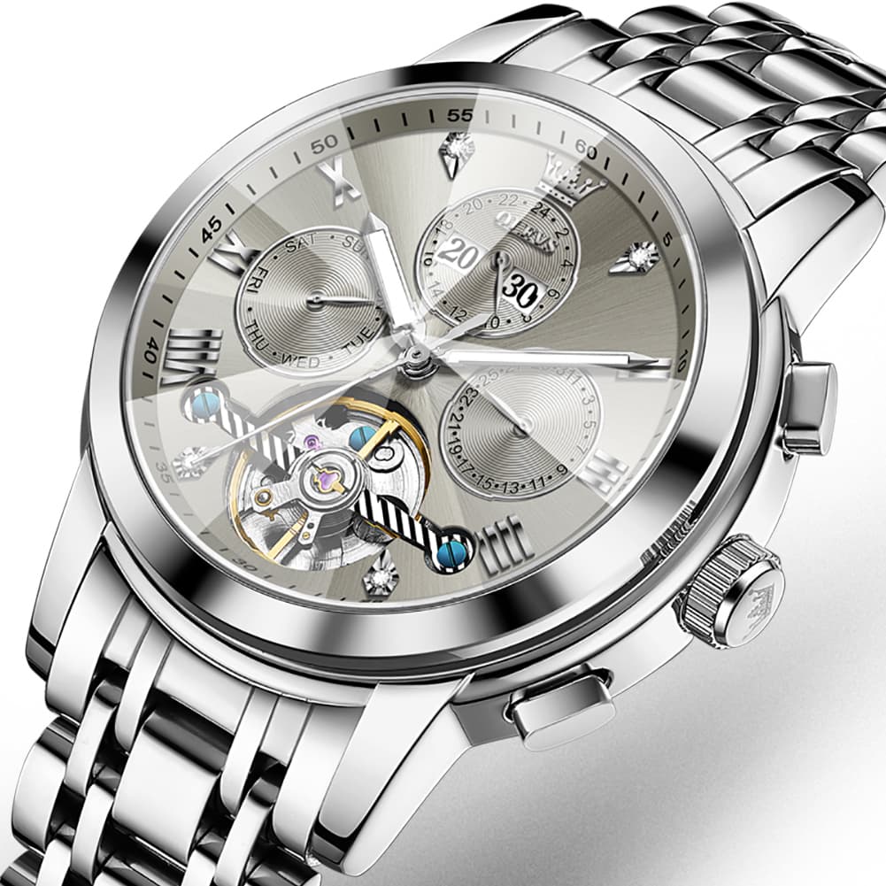 OLEVS 3D Diamond Cut Skeleton Automatic Watch 7121 for Men