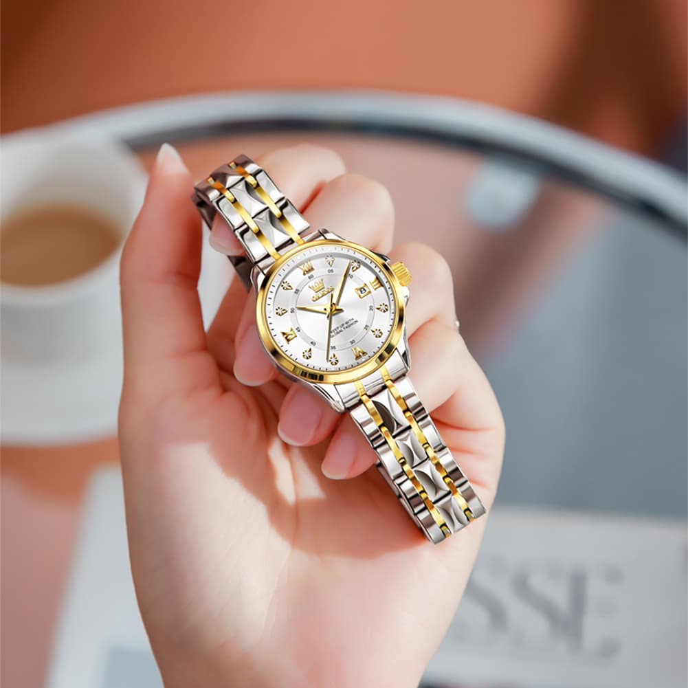 OLEVS 2906 Diamond Day Date Couples Watch Set Men Women