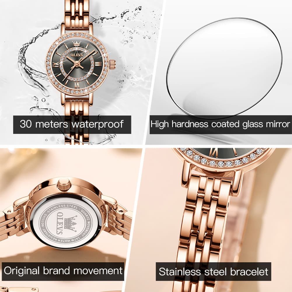 OLEVS Diamond Bezel Jewelry Bracelet Watch 5508 Petite Quartz for Women