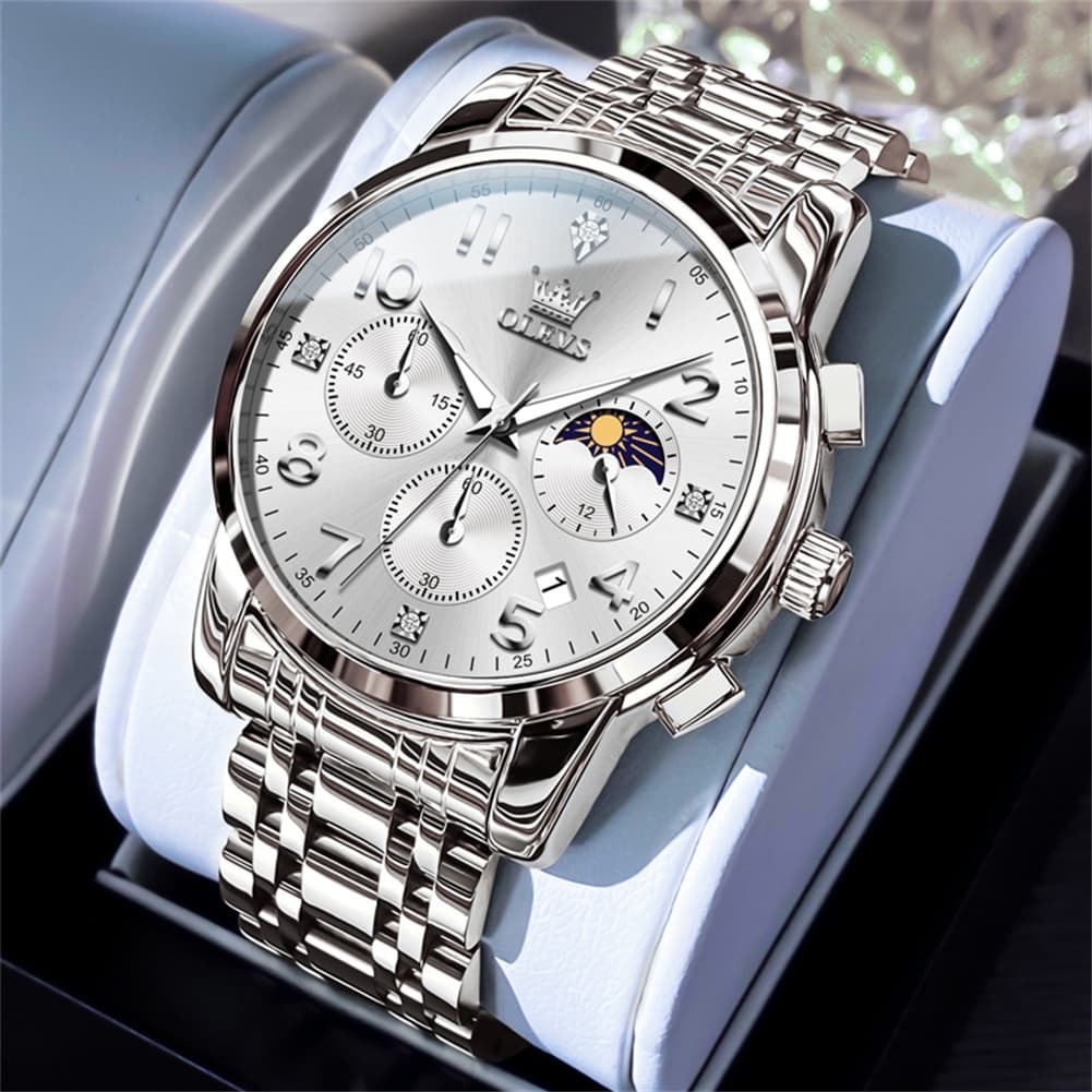 OLEVS 3628 Multifunction Moon Phase Quartz Watch for Men