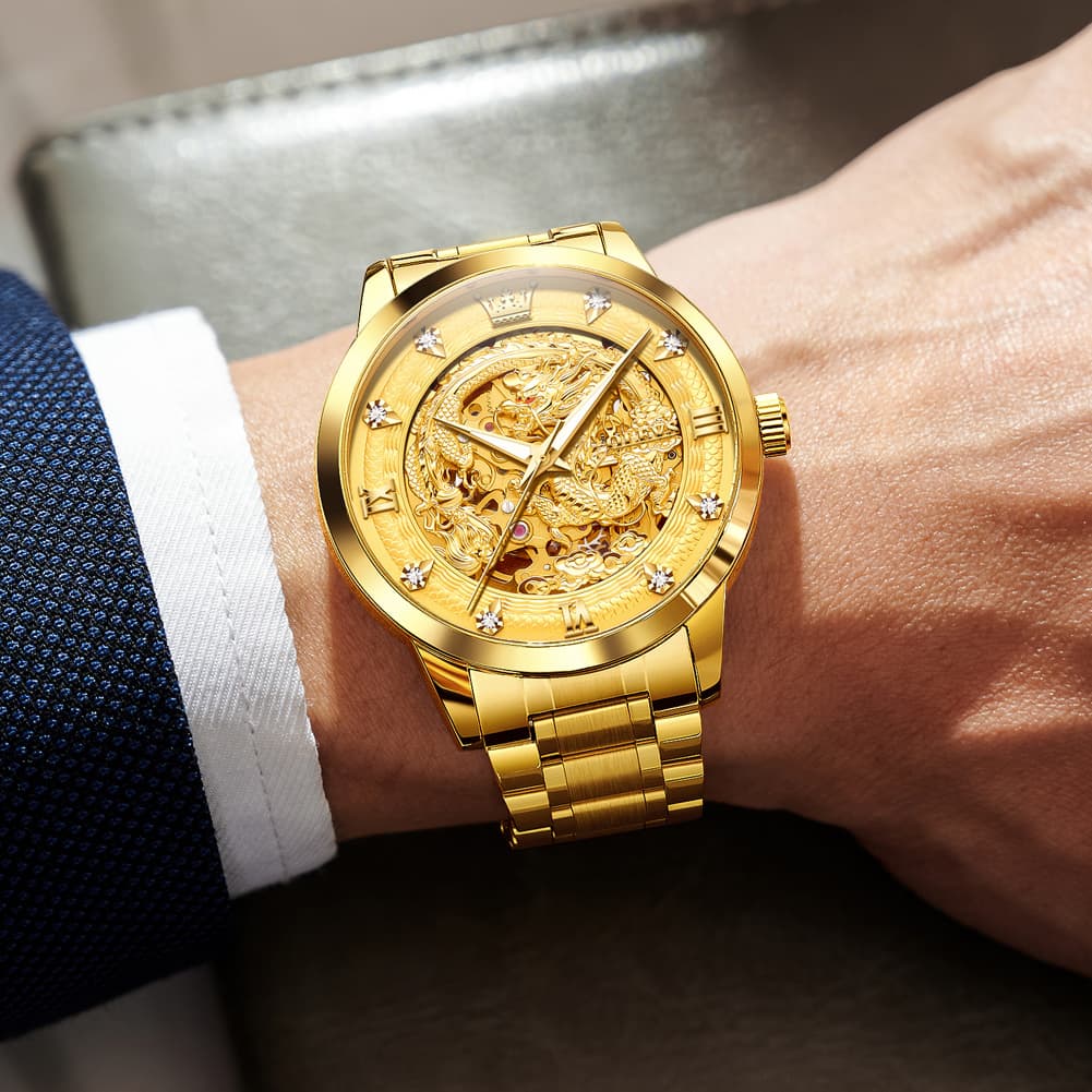 OLEVS 7027 Golden Dragon Automatic Mechanical Watch for Men