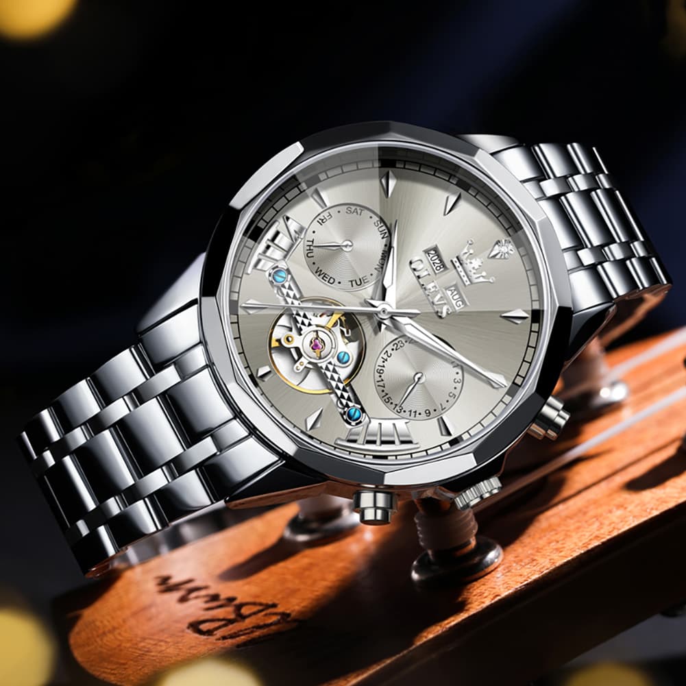 OLEVS 6619 Skeleton Mechanical Watch for Men