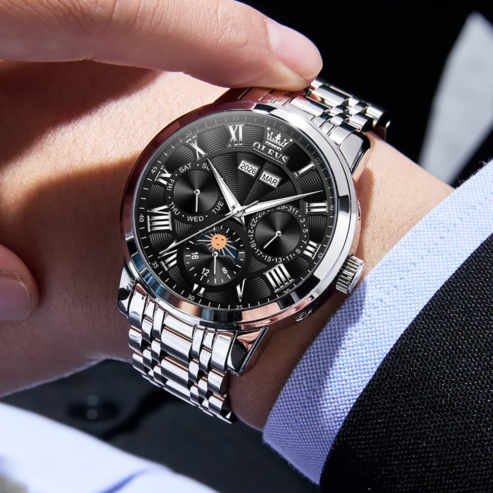 OLEVS 6785 Sun and Moon Multi Function Mechanical Watch for Men