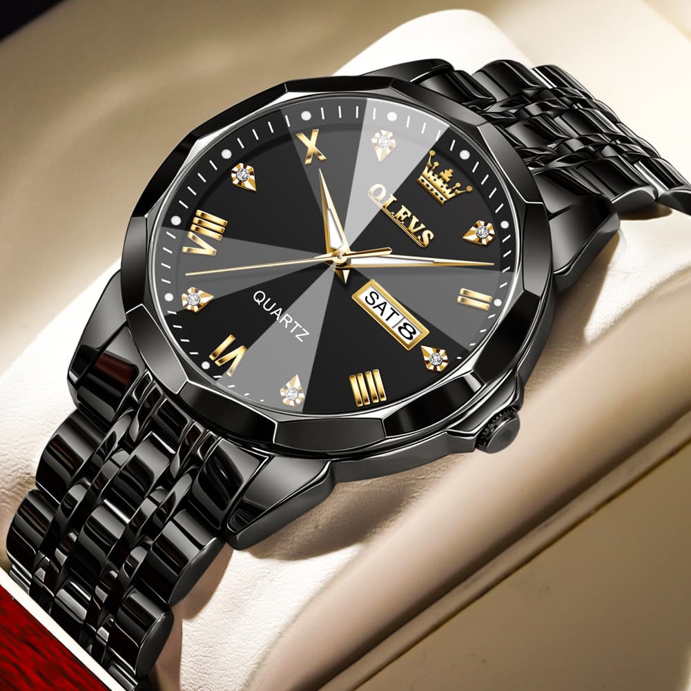 OLEVS 9931 Classic Diamond Stainless Steel Watch for Men