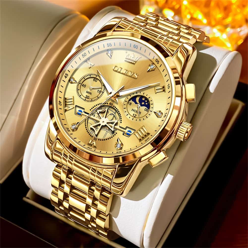 OLEVS 2856 Luxury Moon Phase Chronograph Quartz Watch for Men