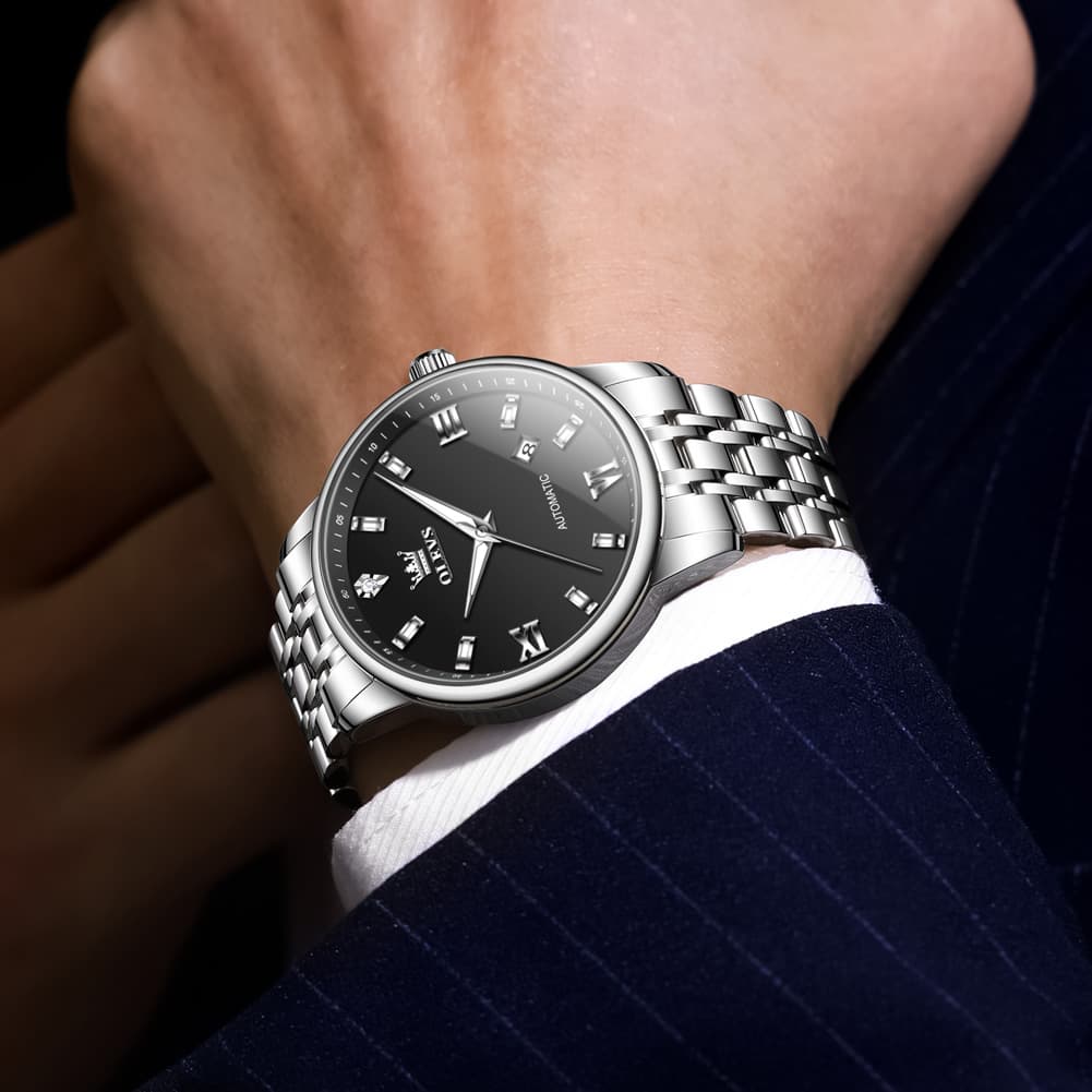 OLEVS 6723 Diamond Roman Numeral Automatic Mechanical Watch For Men