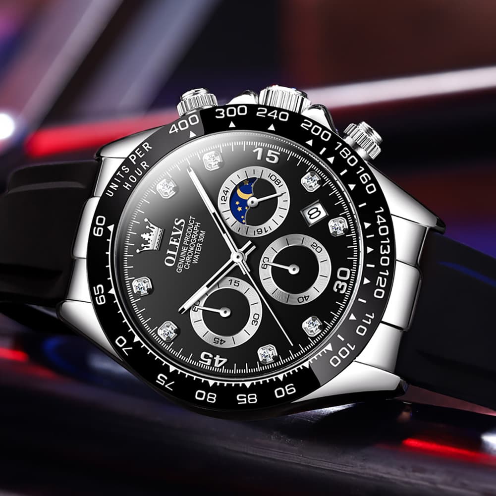 OLEVS 2875 Luxury Moon Phase Racing Chronograph Watch for Men