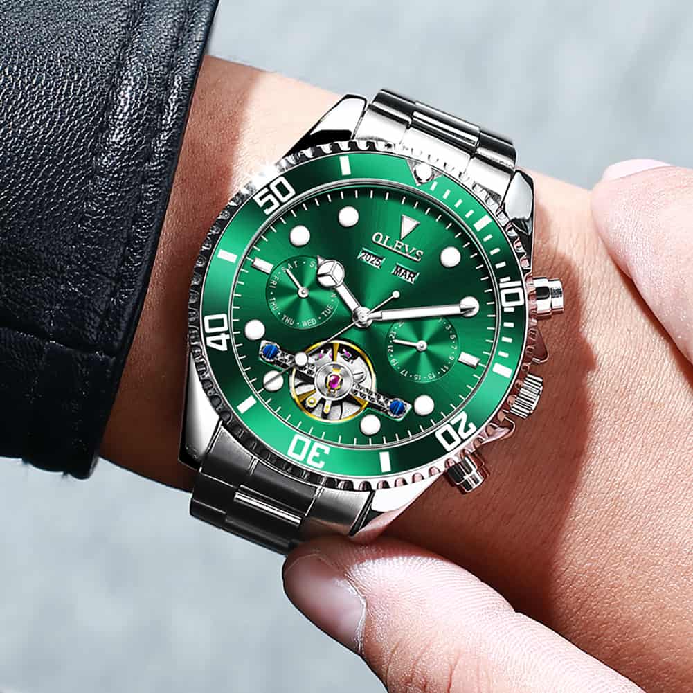 OLEVS 6605 Classic Open Heart Automatic Dive Style Watch for Men
