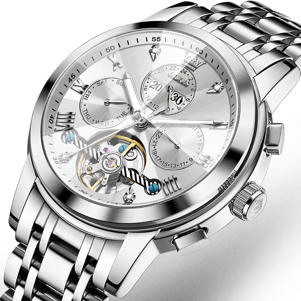 OLEVS 3D Diamond Cut Skeleton Automatic Watch 7121 for Men