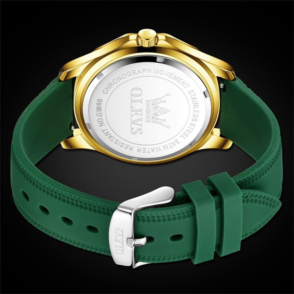 OLEVS 9988 Luxury Green Dial Quartz Dress Watch for Men