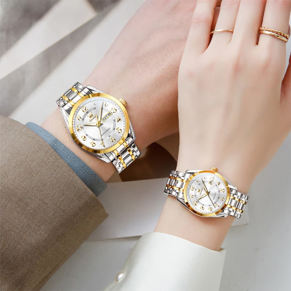 OLEVS 3666 Quartz Luminous Matching Watches For Couples