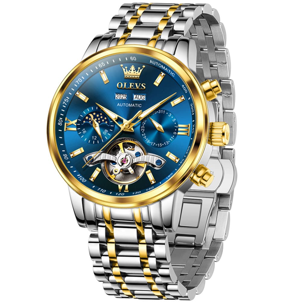 OLEVS 6740 Skeleton Flywheel Mechanical Watch for Men