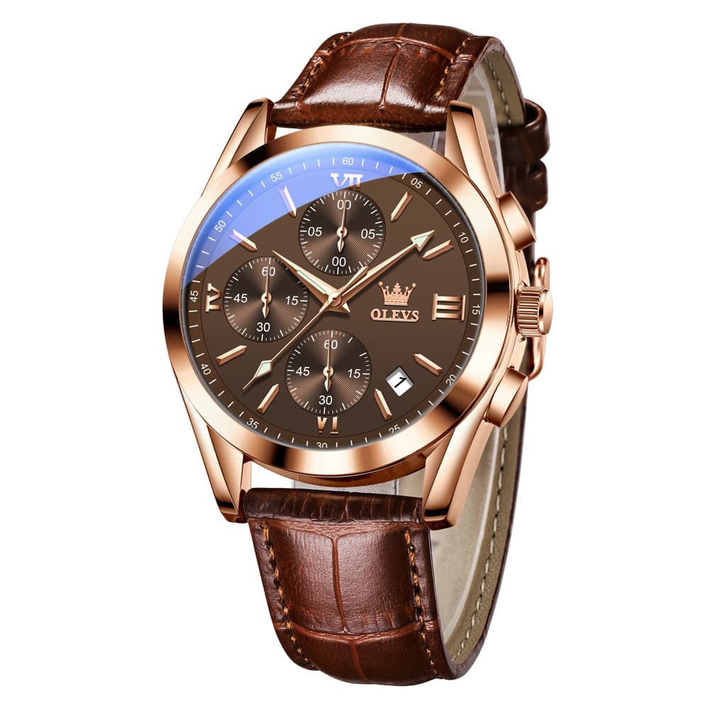 OLEVS 2872 Sophisticated Chronograph Leather Watch for Men