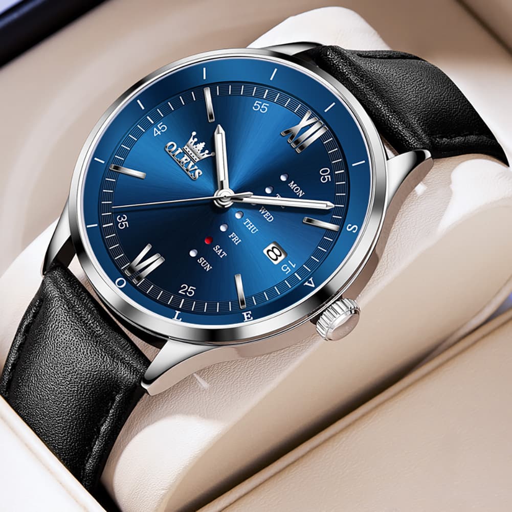 OLEVS 2931 Minimalist Leather Quartz Watch for Men