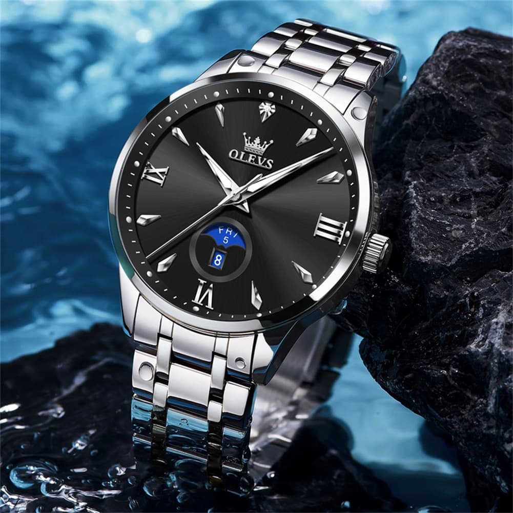 OLEVS 3646 Diamond Mirror Calendar Quartz Watch for Men