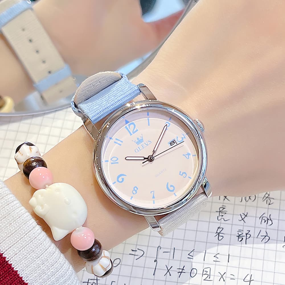 OLEVS 2991 Nylon Strap Casual Retro Quartz Watch for Men and Women