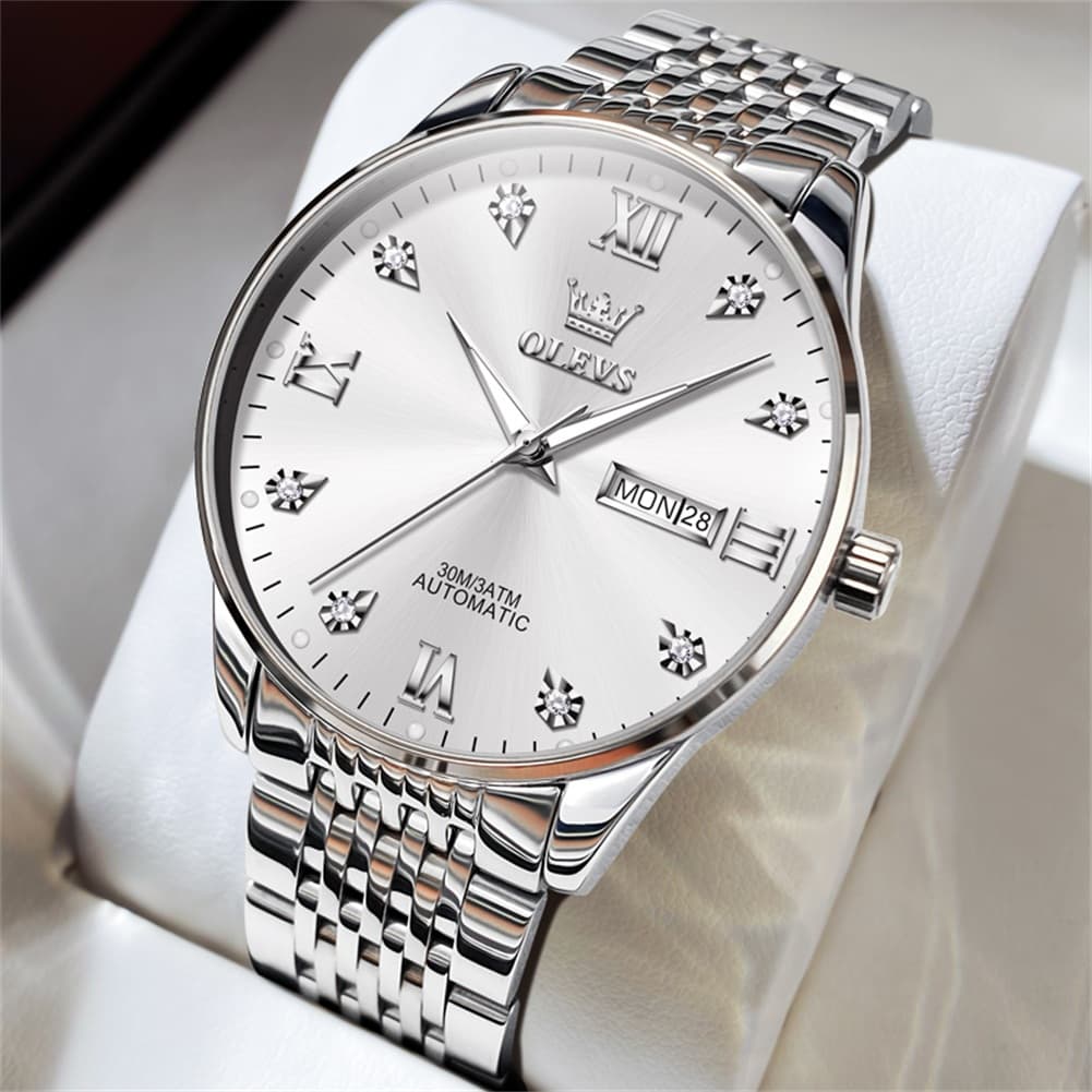 OLEVS 6673 Diamond Mechanical Stainless Steel Watch for Men