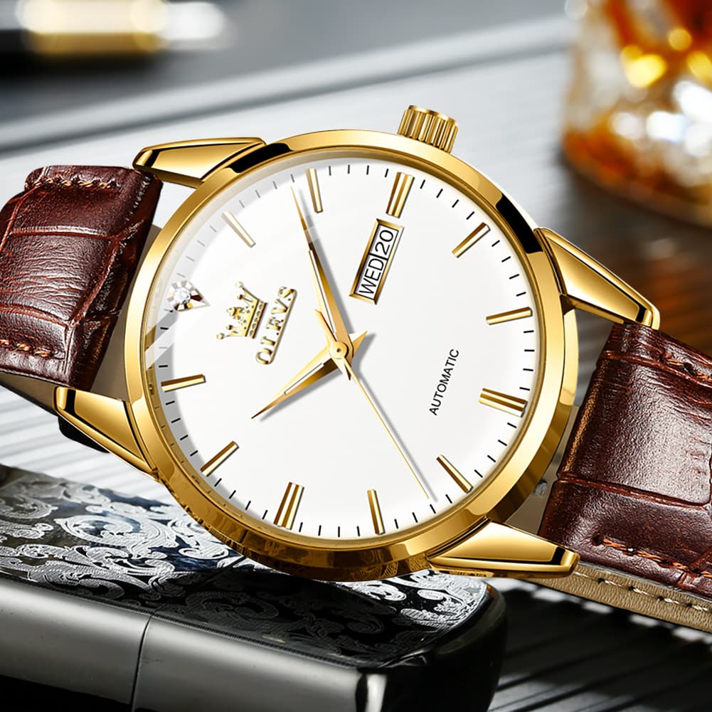 OLEVS 6629 Minimalist Day Date Mechanical Watch for Men