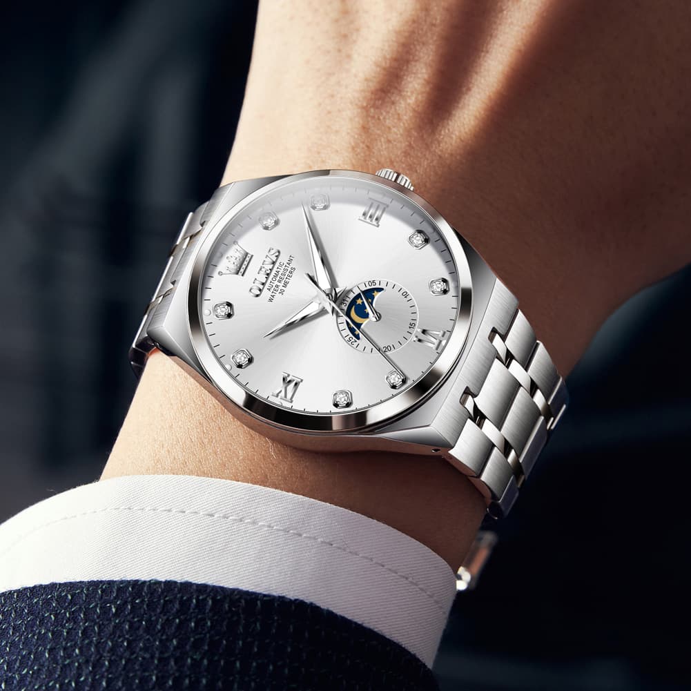 OLEVS 7069 Octagonal Moon Phase Automatic Watch For Men