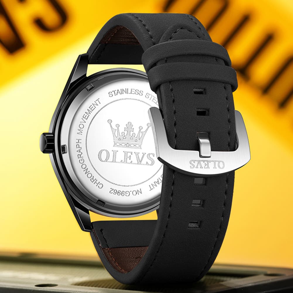 OLEVS 9962 Pilot Sports Date Display Leather Watch for Men