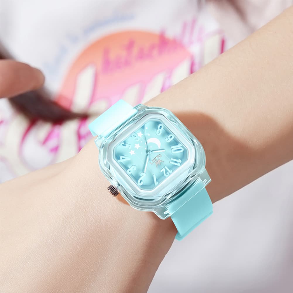 OLEVS 3711 Dreamy Moon Star Transparent Silicone Womens Student Watch