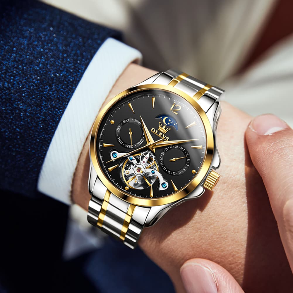 OLEVS 6663 Automatic Mechanical Moon Phase Watch for Men