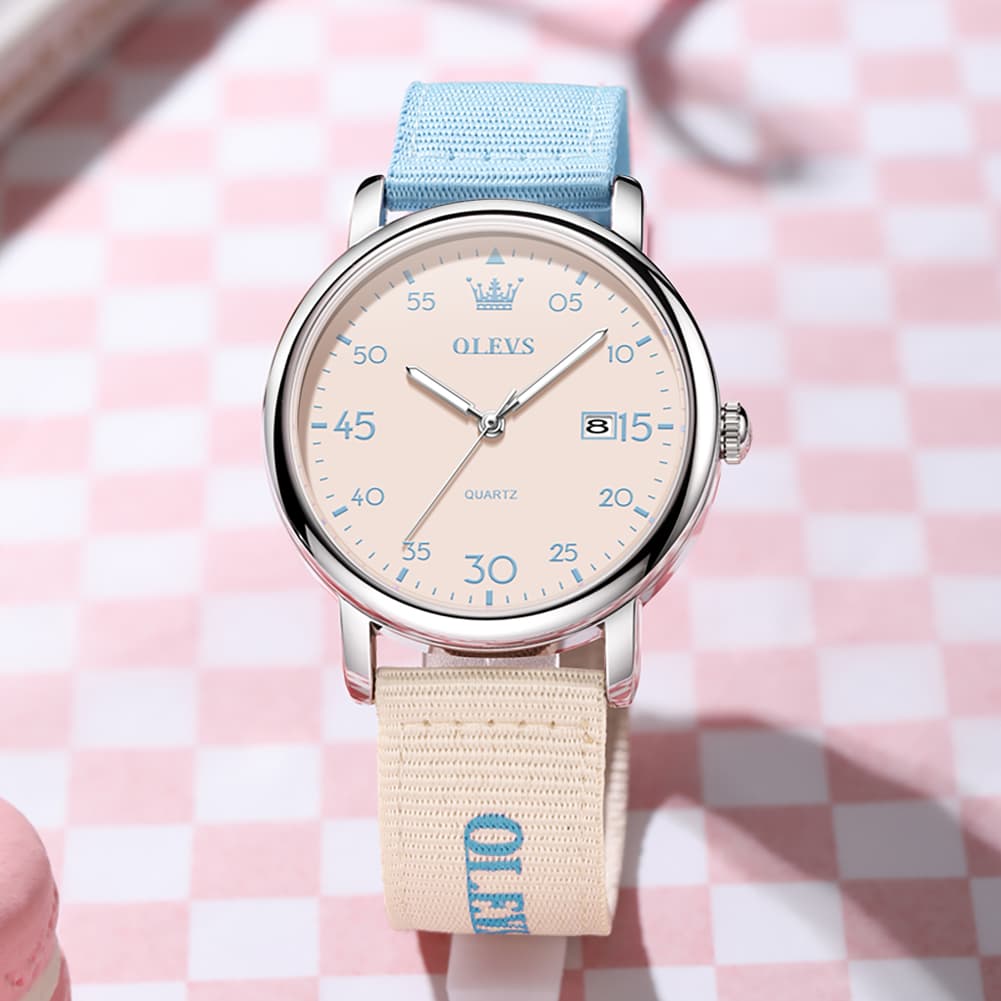 OLEVS 2997 Nylon Strap American Vintage Quartz Watch for Men and Women