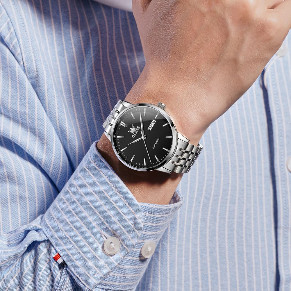OLEVS 7048 Minimalist Dual Calendar Automatic Watch For Men