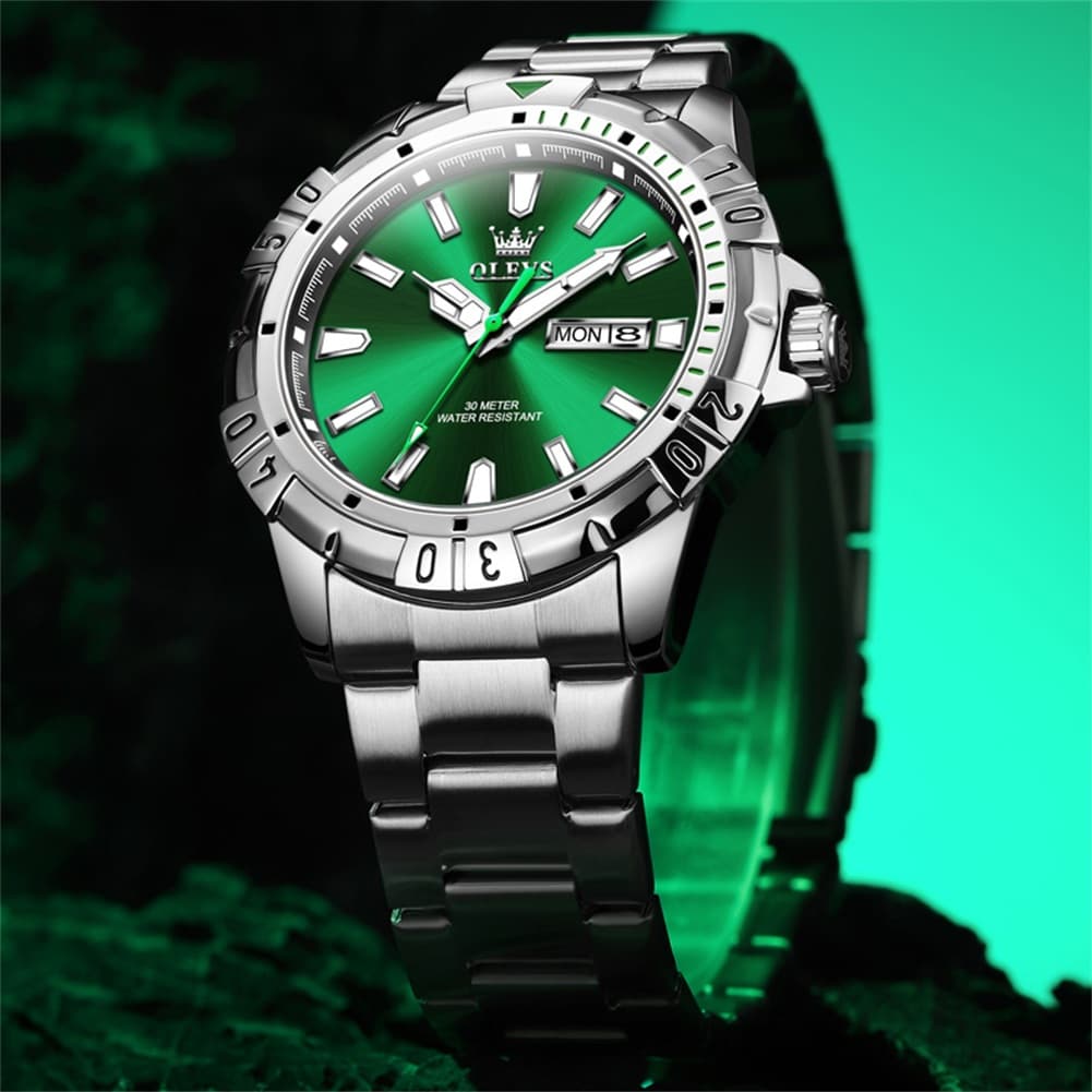OLEVS Mecha Sport Day Date Watch for Men Stainless Steel 5560