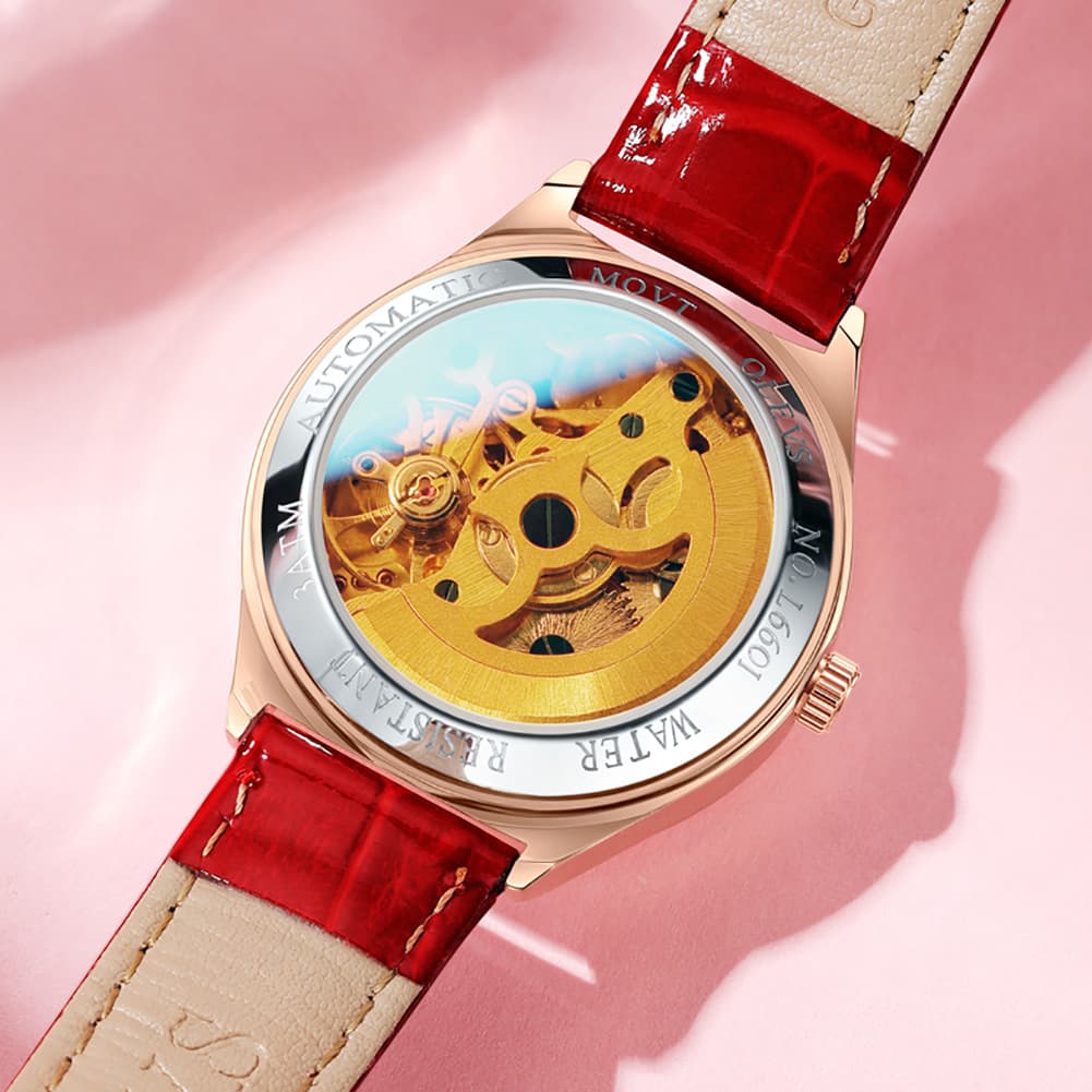 OLEVS 6601 Romantic Open Heart Mechanical Ladies Watch