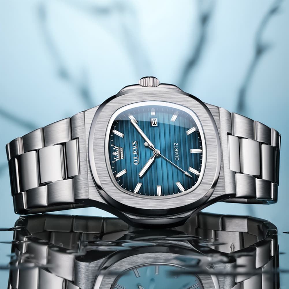 OLEVS 3696 Octagon Embossed Dial Luxury Sport Watch for Men