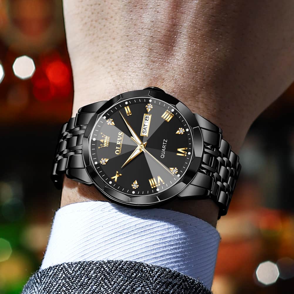 OLEVS 9931 Classic Diamond Stainless Steel Watch for Men
