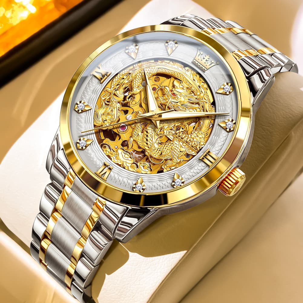 OLEVS 7027 Golden Dragon Automatic Mechanical Watch for Men