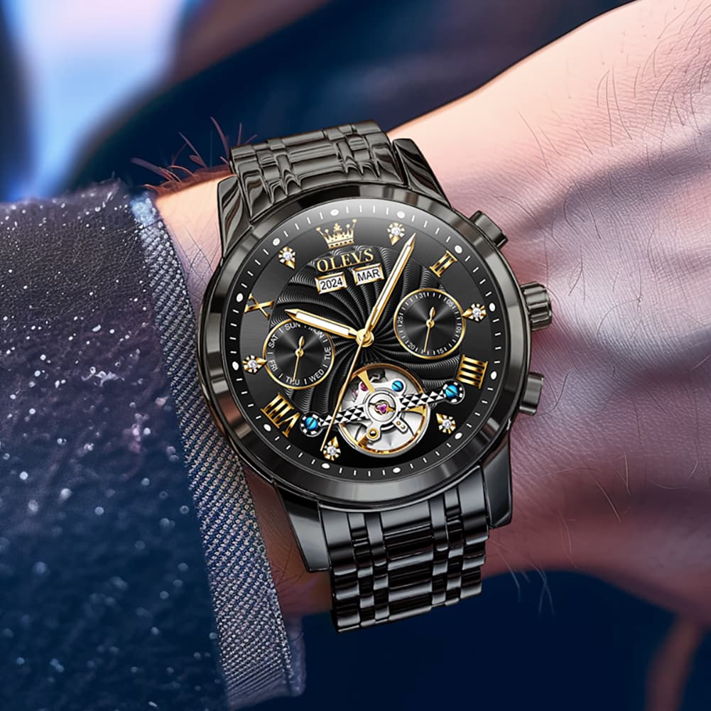 OLEVS 7088 Open Heart Roman Numeral Automatic Watch For Men