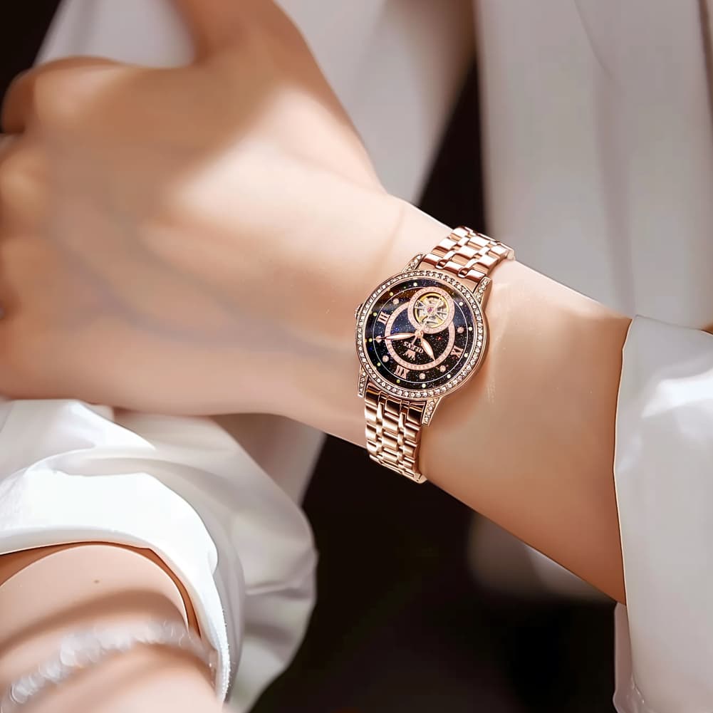 OLEVS 7036 Open Heart Automatic Watch For Women