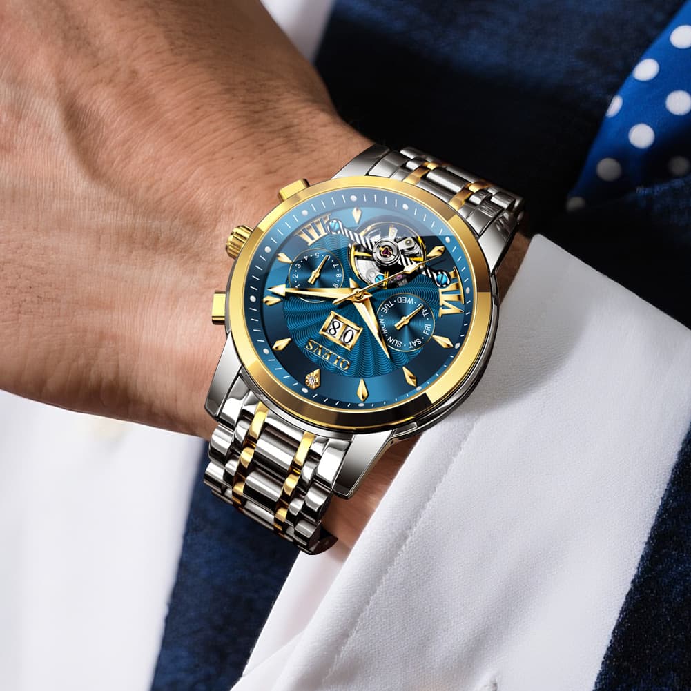 OLEVS Open Heart Multifunction Automatic Mechanical Watch 9965 Big Date for Men