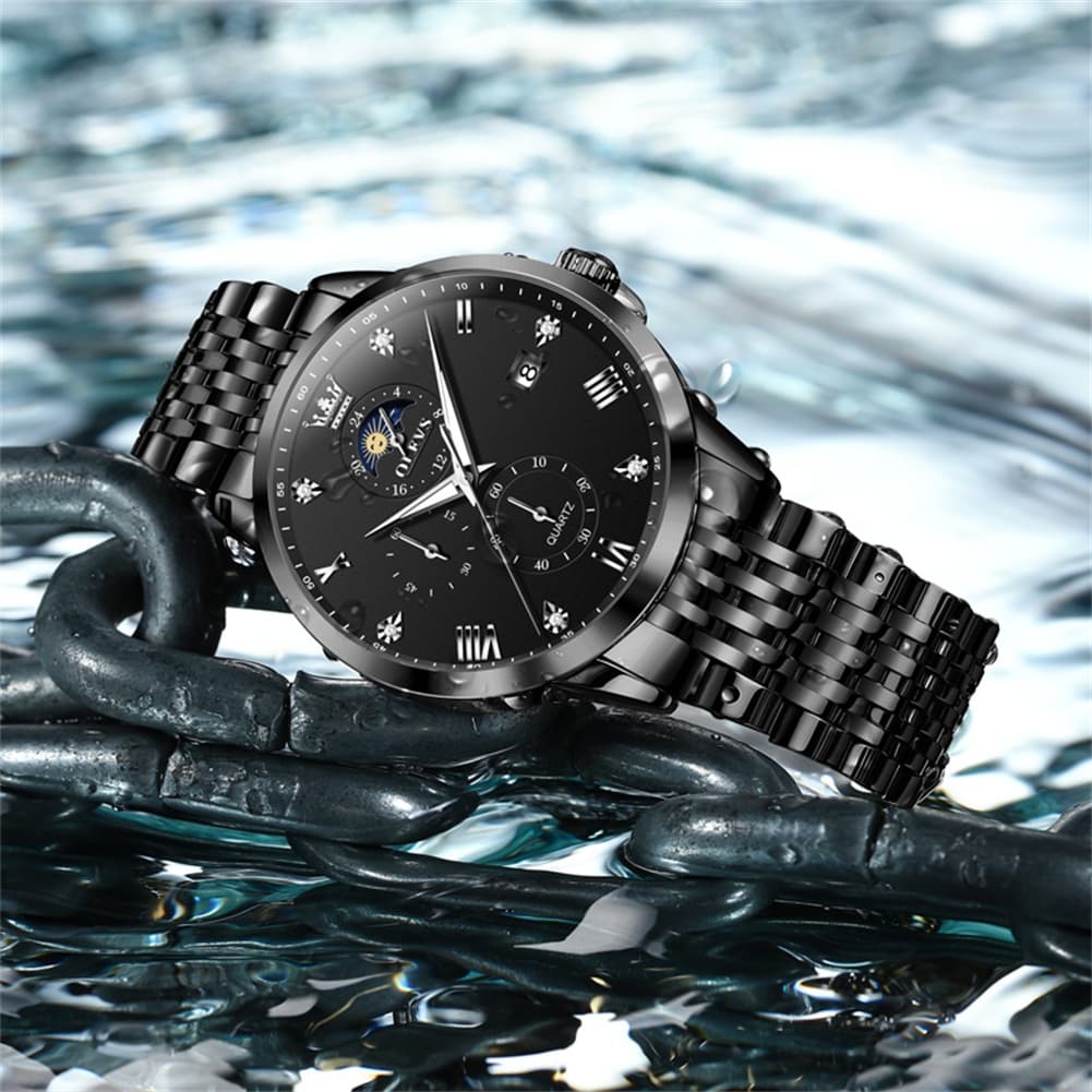 OLEVS 2925 Luminous Moon Phase Quartz Watch for Men