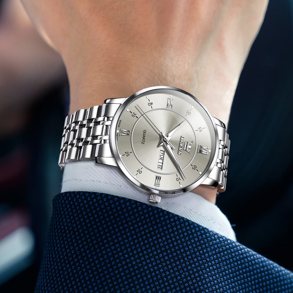 OLEVS Classic Roman Quartz Luminous Dress Watch for Men 3680
