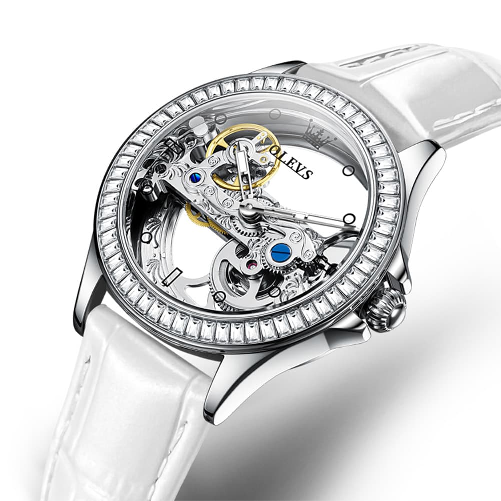 OLEVS 6699 Oversized Skeleton Mechanical Watch for Women