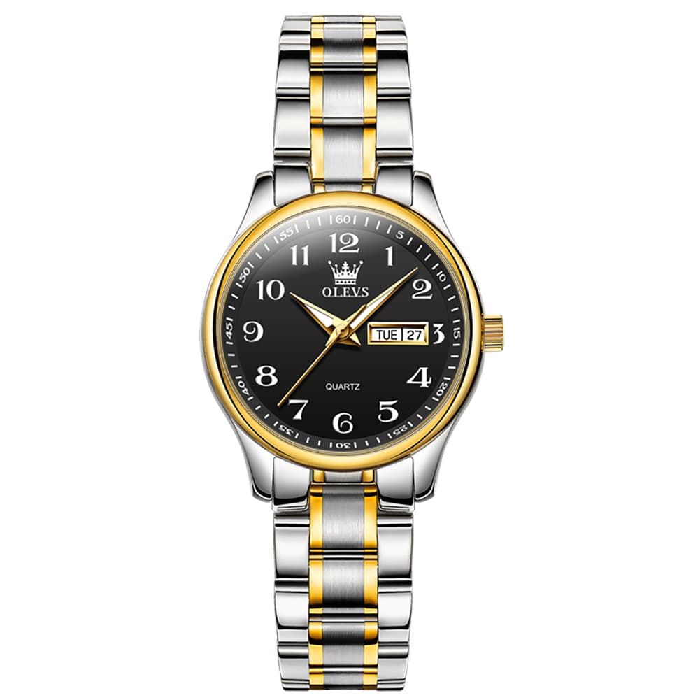OLEVS Men and Women Couple Watch Stainless Steel Quartz Day Date Arabic Numerals 5567