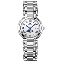 OLEVS Women Moon Phase Dress Watch Stainless Steel Diamond Dial Quartz 5573