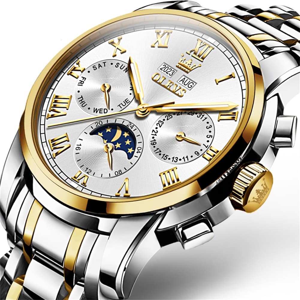 OLEVS 6692 Automatic Moon Phase Multifunction Steel Watch for Men